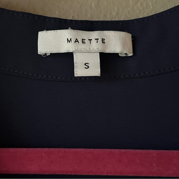 Stella & Dot Maette Women’s Size S Navy Semi Sheer Short Sleeve Blouse - Picture 5 of 10